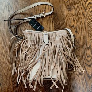 Wilson’s Leather Black Rivet Fringe Bucker Bag